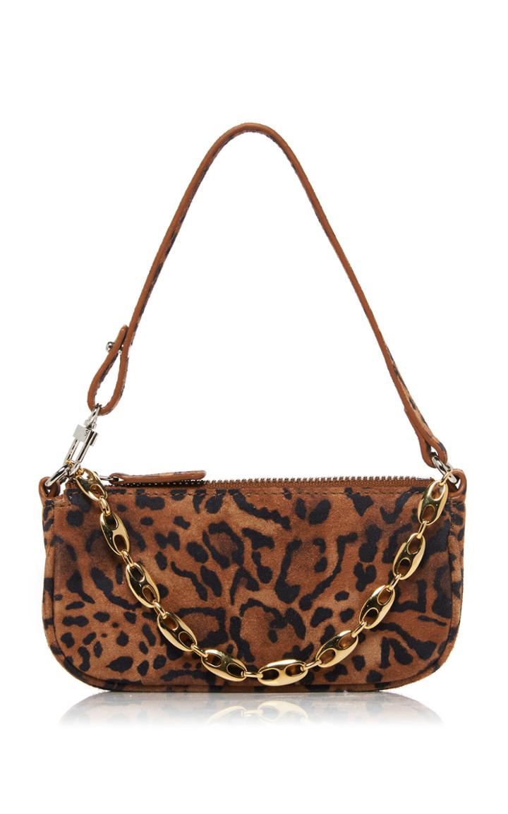 By Far Rachel Mini Leopard Print Suede Leather Bag