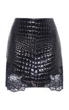 Versace Lace Hem Leather Skirt