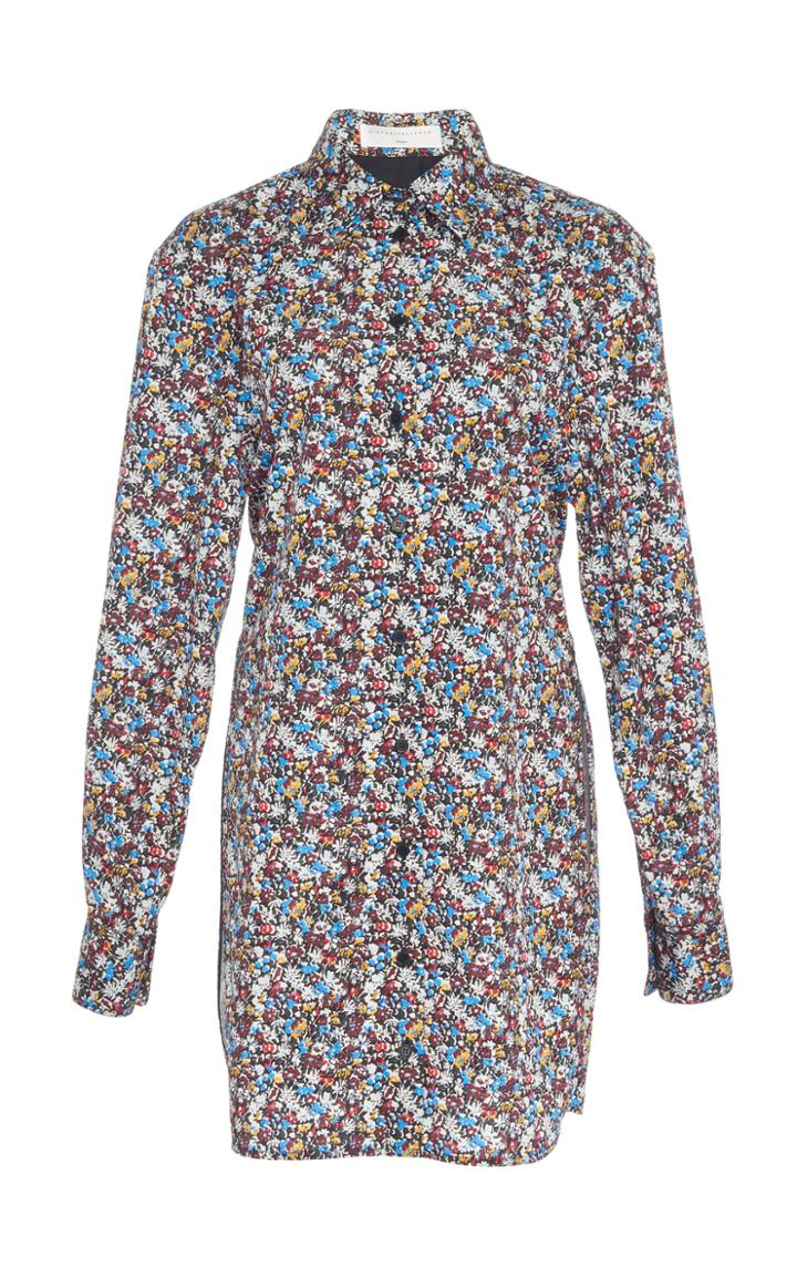 Victoria Beckham Floral Side-split Taffeta Shirt