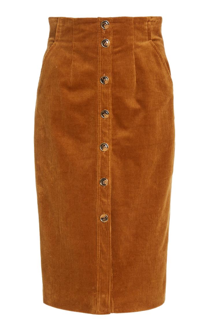 Moda Operandi Veronica Beard Kevie Cotton Corduroy Button-front Midi Skirt