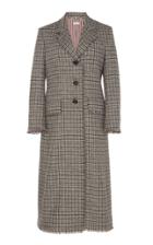 Thom Browne Wool Frayed Check Coat