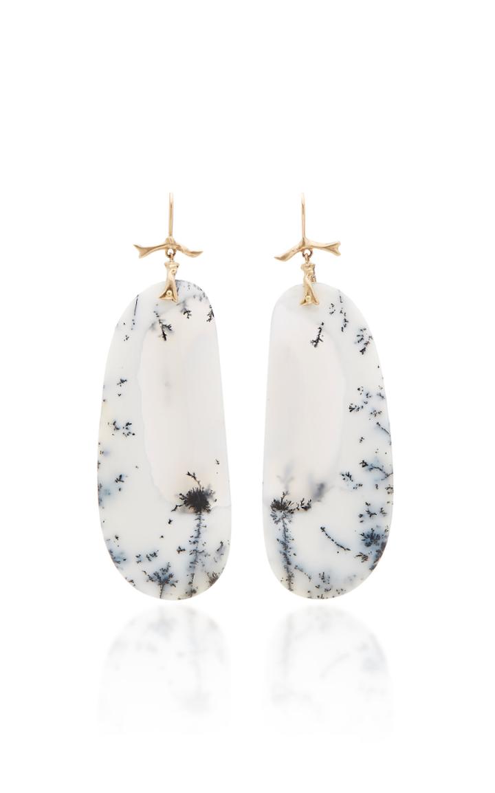 Annette Ferdinandsen M'o Exclusive: One-of-a-kind Dendritic White Opal Branch Earrings