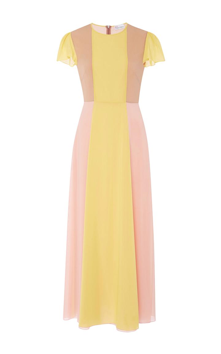 Red Valentino Flutter Sleeve Colorblock Dress