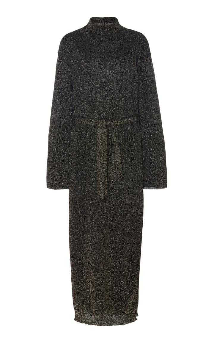 Nanushka Canaan Belted Lurex-knit Tunic Dress