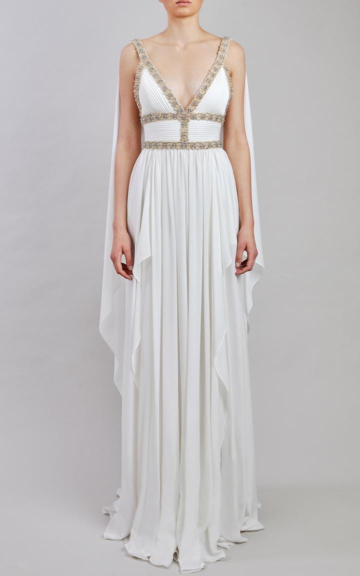 Moda Operandi Elie Saab Silk Chiffon Draped Gown