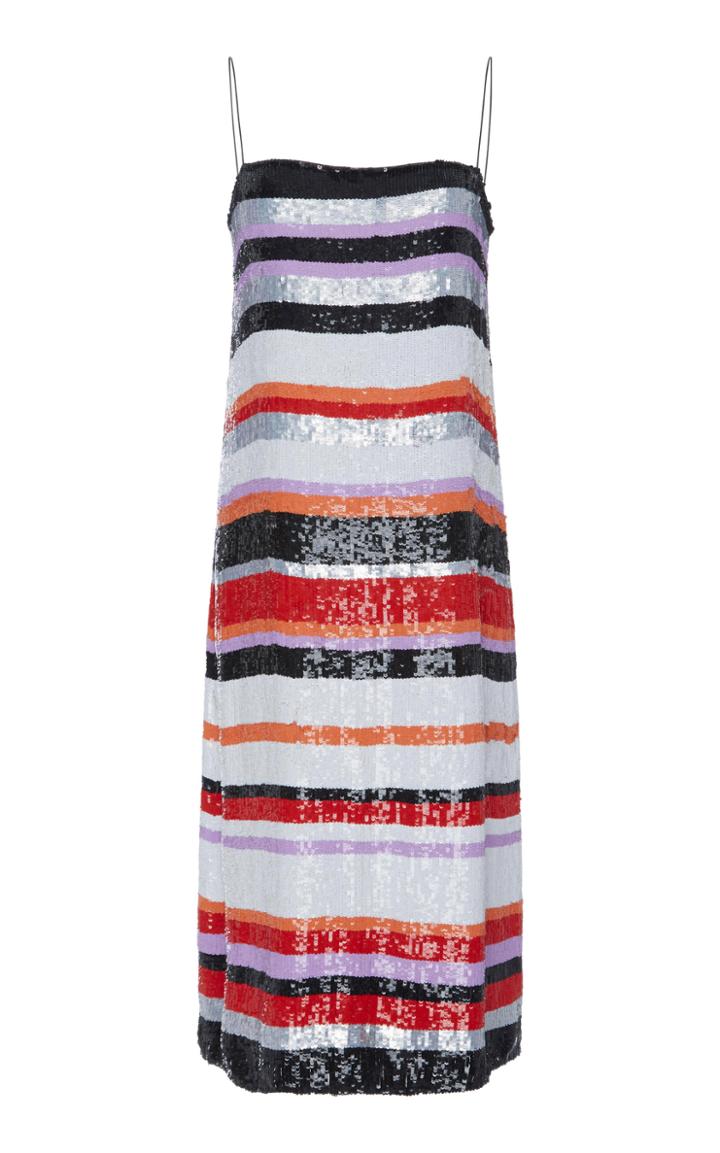 Jeffrey Dodd Striped Sequin Midi Dress