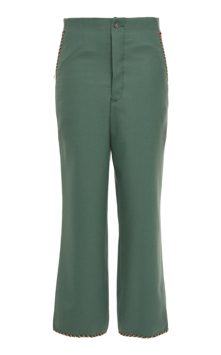 Bode Souvenir Seafoam Back-buckle Trouser