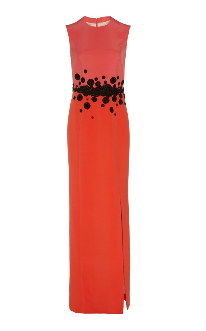 Herve Pierre Embroidered Two Tone Gown