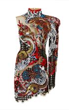 Balmain Asymmetric Cutout Embroidered Jacquard Dress