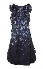 Pamella Roland Mikado Ombre Floral Print Gown