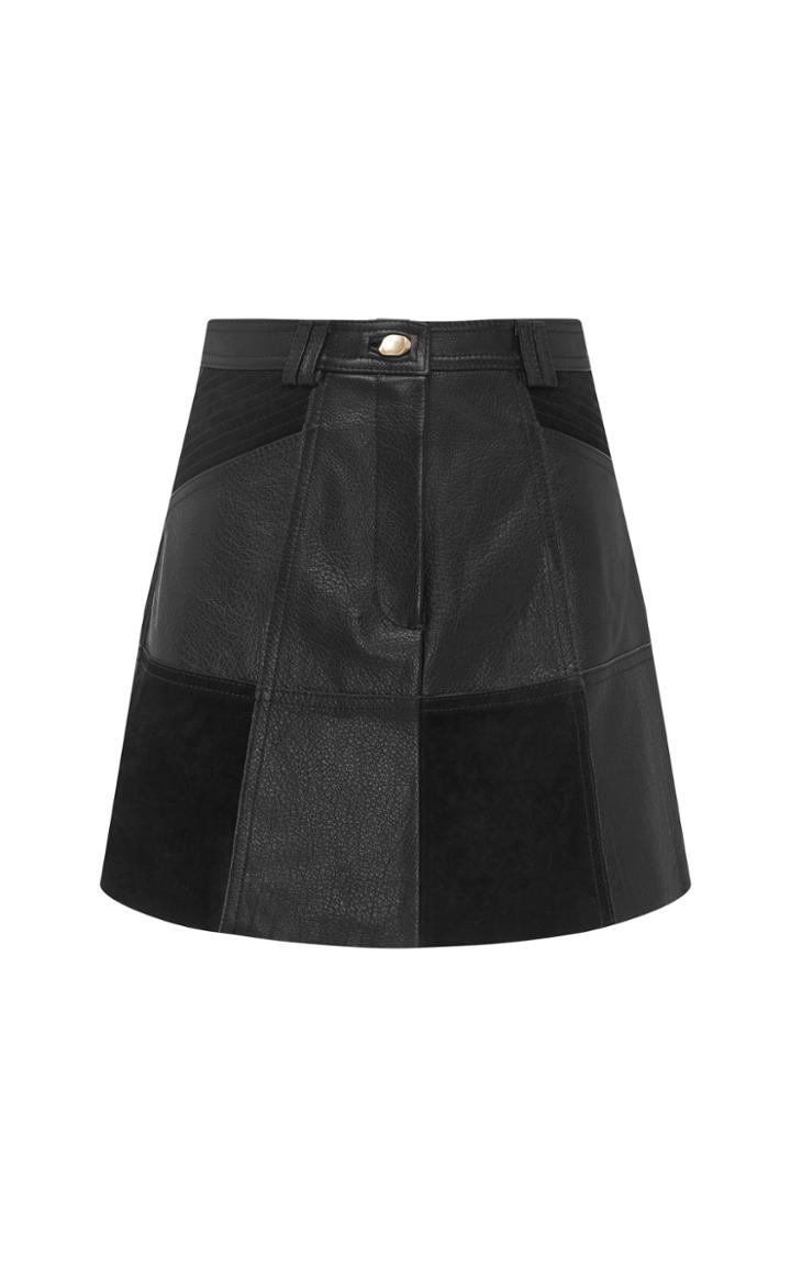 Aje Motocyclette Leather Patch Mini Skirt