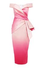 Pamella Roland Ombre Mikado Draped Cocktail Dress
