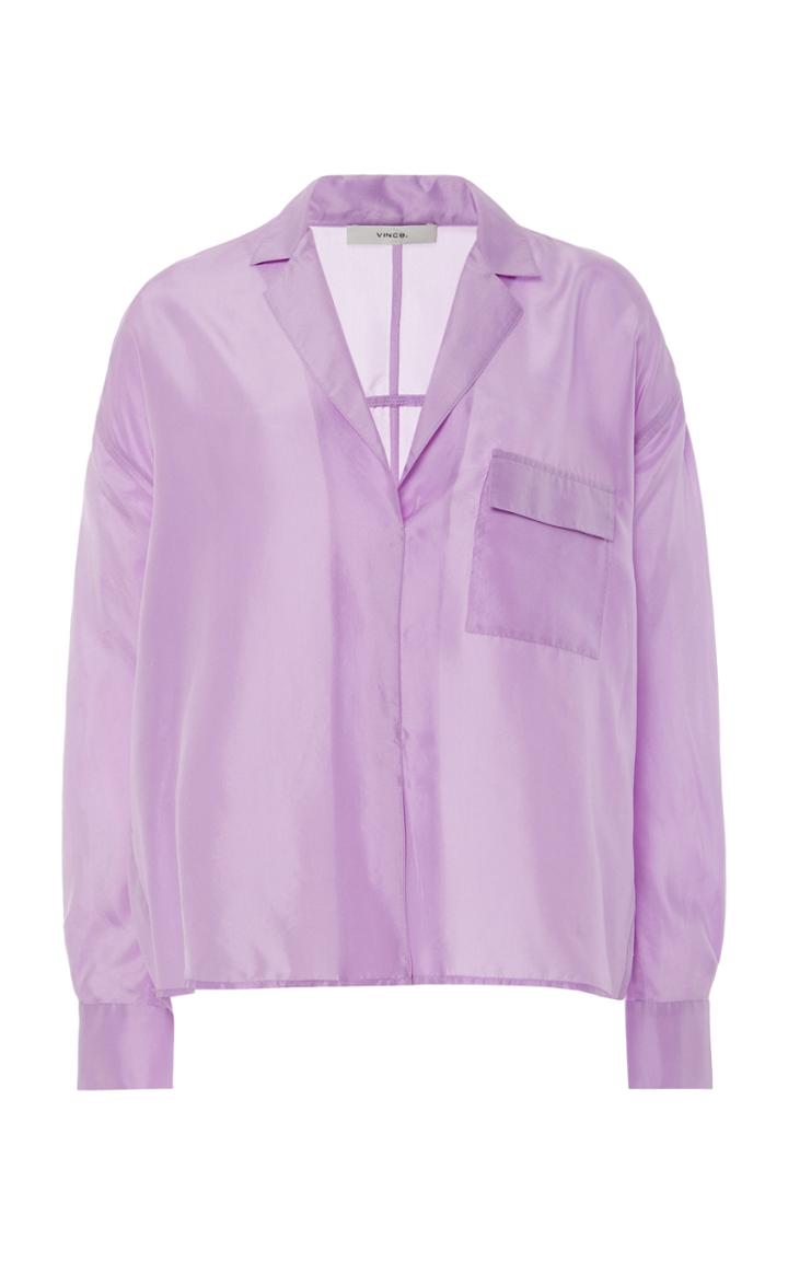 Moda Operandi Vince Pocket Popover Notched-collar Silk Top Size: Xxs