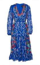 Saloni Devon Tiered Floral-print Silk Midi Dress