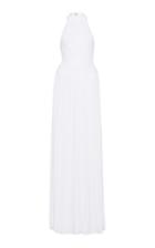 Alexandre Vauthier Pleated Georgette Halterneck Maxi Dress