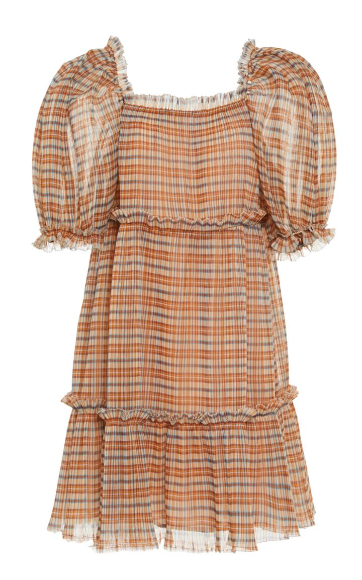Moda Operandi Sea Teddie Plaid Midi Dress Size: Xxs