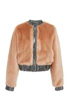 Rodarte Metallic-trimmed Faux Fur Bomber Jacket