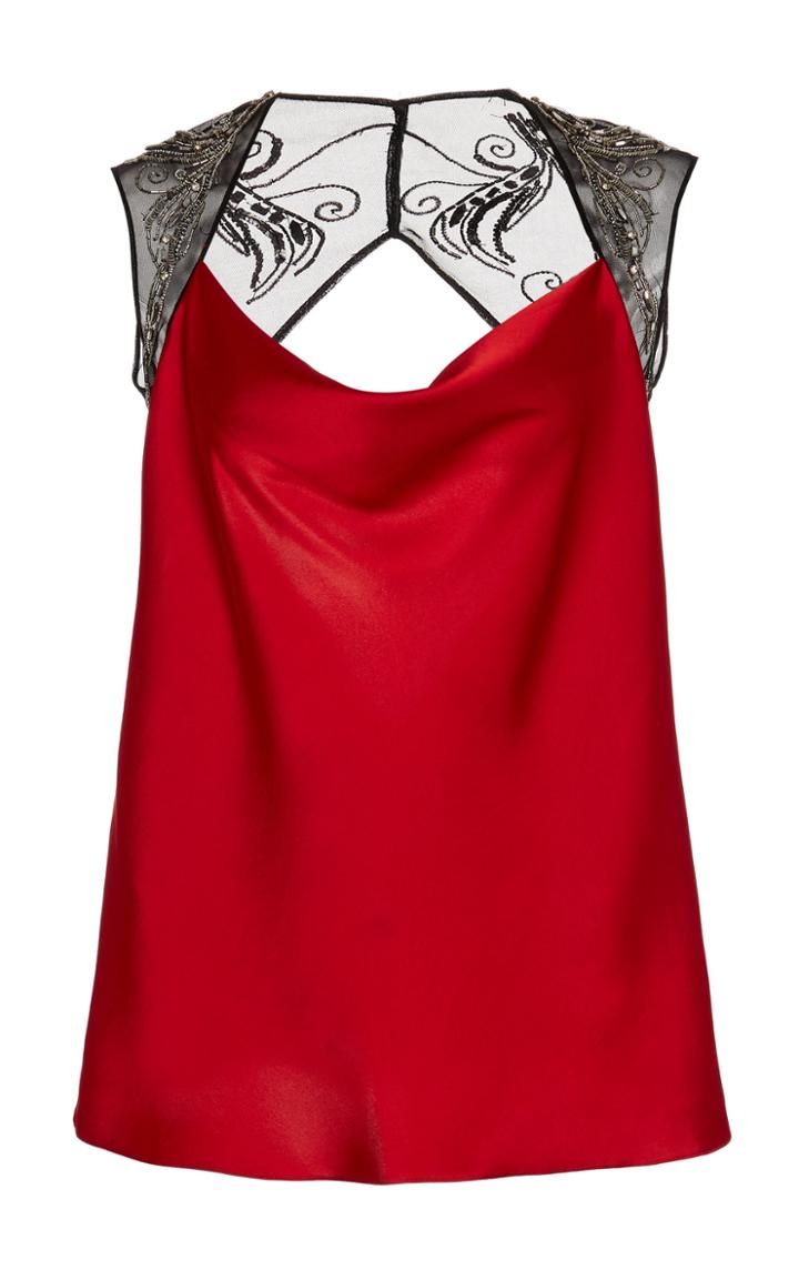 Moda Operandi Burnett New York Embroidered Satin Top