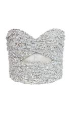 Attico Strapless Cutout Sequined Top