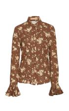 Michael Kors Collection Crushed Bell Sleeve Silk Shirt Size: 4