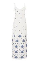 Rebecca De Ravenel Embroidered Broderie Anglaise Cotton Midi Dress