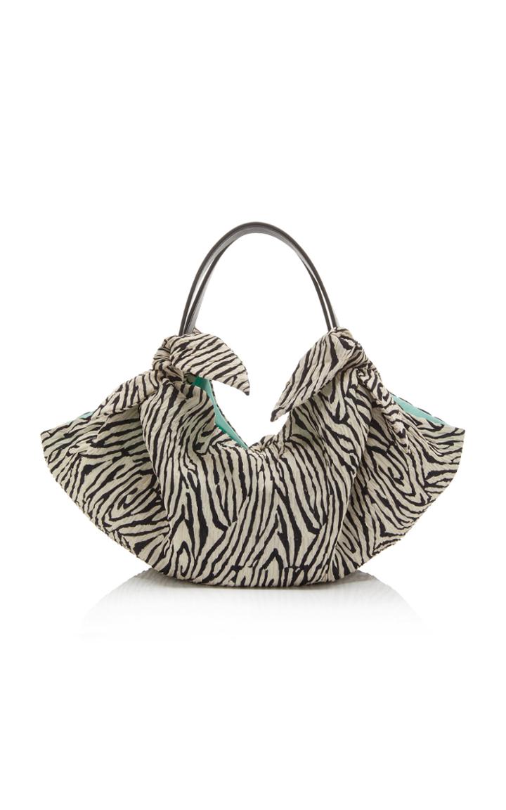 Nanushka Inda Mini Tie-detailed Zebra-print Canvas Tote