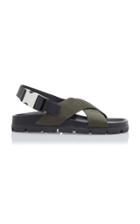Prada Leather-trimmed Canvas-jacquard Sandals Size: 39