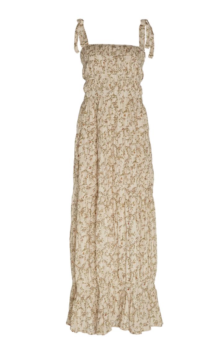 Sir The Label Alba Smocked Pliss Midi Dress