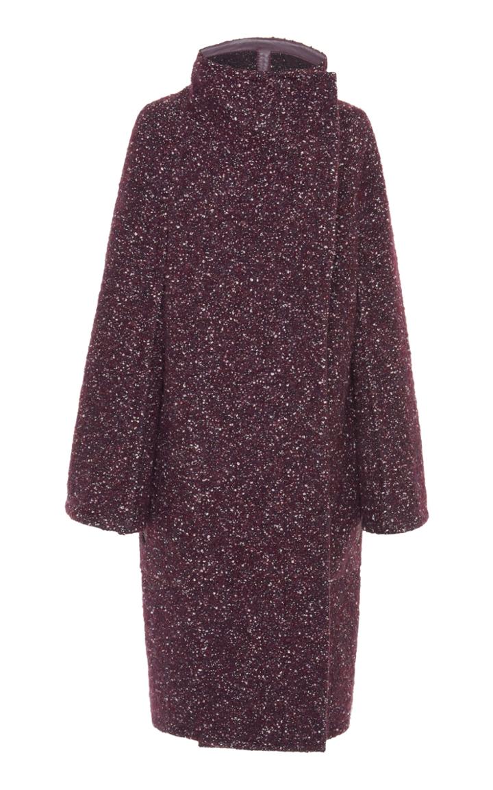 Agnona Tweed Cape Coat Bonded With Leather