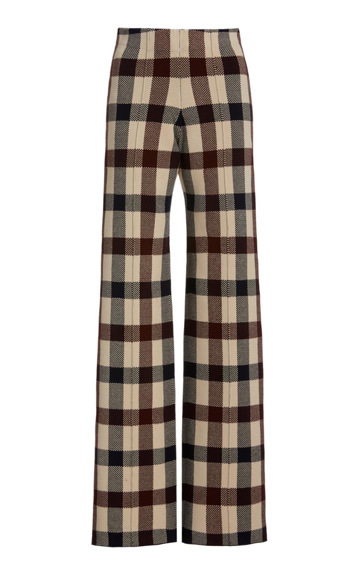Victoria Victoria Beckham Plaid Crepe Straight-leg Trousers