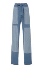 Alix Of Bohemia Two-tone Cotton-chambray Straight-leg Pants