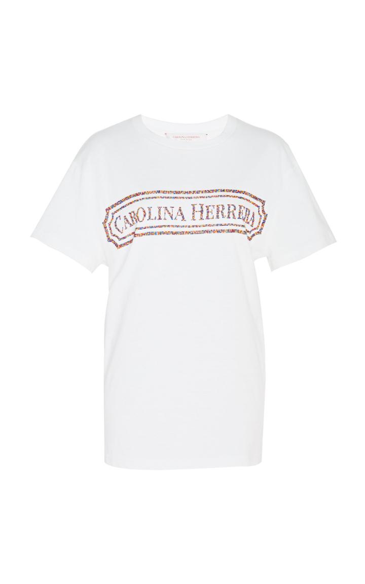 Carolina Herrera Logo-embroidered Wool-silk Top