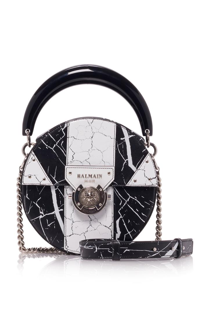 Balmain Disco Ring Box Marbled Leather Bag