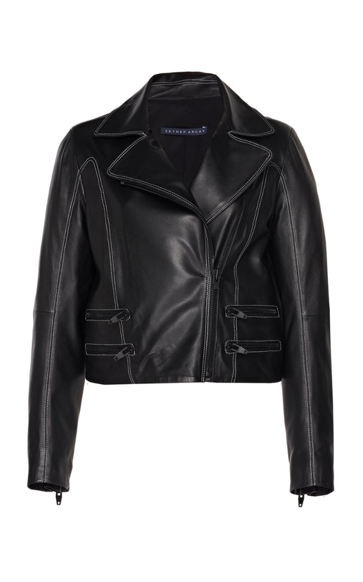 Zeynep Aray Mini Biker Leather Jacket