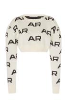 Alessandra Rich Cropped Intarsia Cotton Sweater