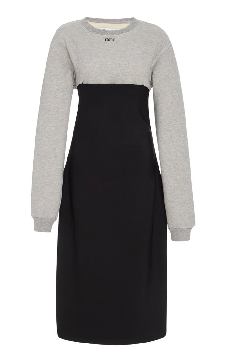 Off-white C/o Virgil Abloh Paneled Cotton-blend Midi Dress