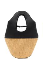 Danse Lente Small Leather-trimmed Raffia Tote