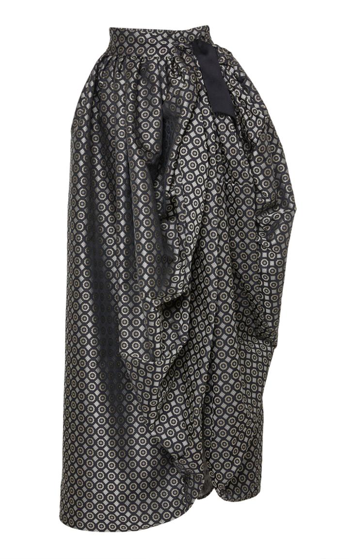 Etro Printed Gathered Satin Skirt