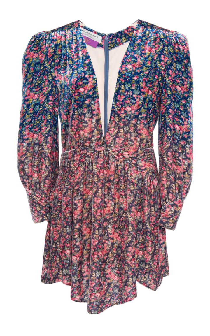 Moda Operandi Philosophy Di Lorenzo Serafini Liberty Printed Velvet Mini Dress
