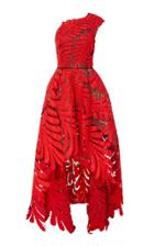 Oscar De La Renta One-shoulder Beaded High-low Gown