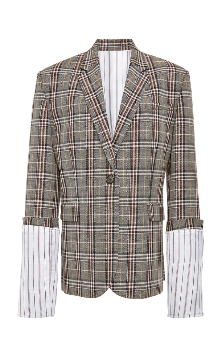 Monse Large Plaid Cuff Jacket