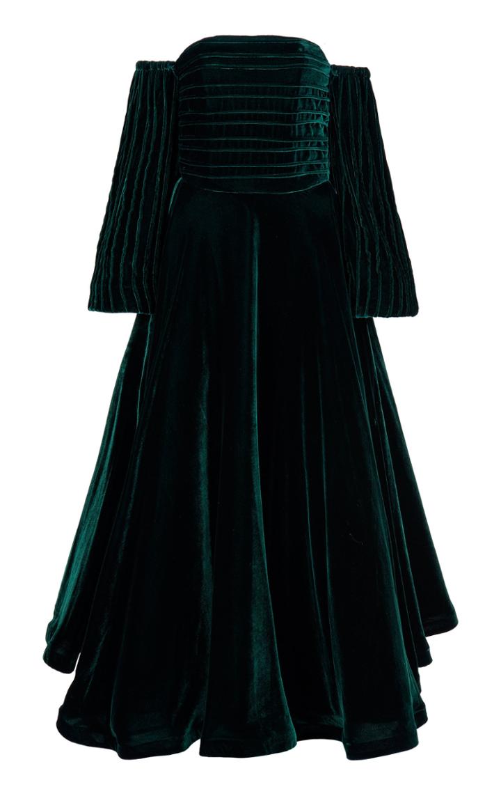 Bazza Alzouman Vesita Velvet Off The Shoulder Gown