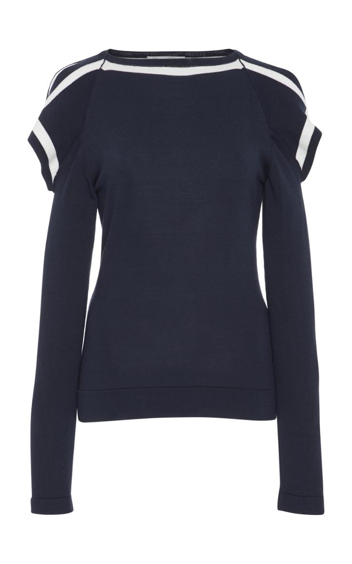Oscar De La Renta Cold Shoulder Knit Wool Top