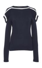 Oscar De La Renta Cold Shoulder Knit Wool Top