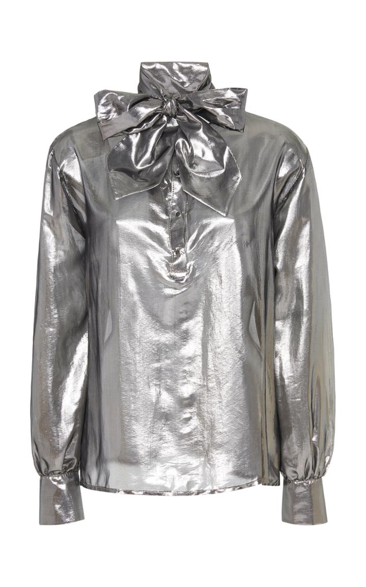Roseanna Twice Metallic Scarf Neck Blouse
