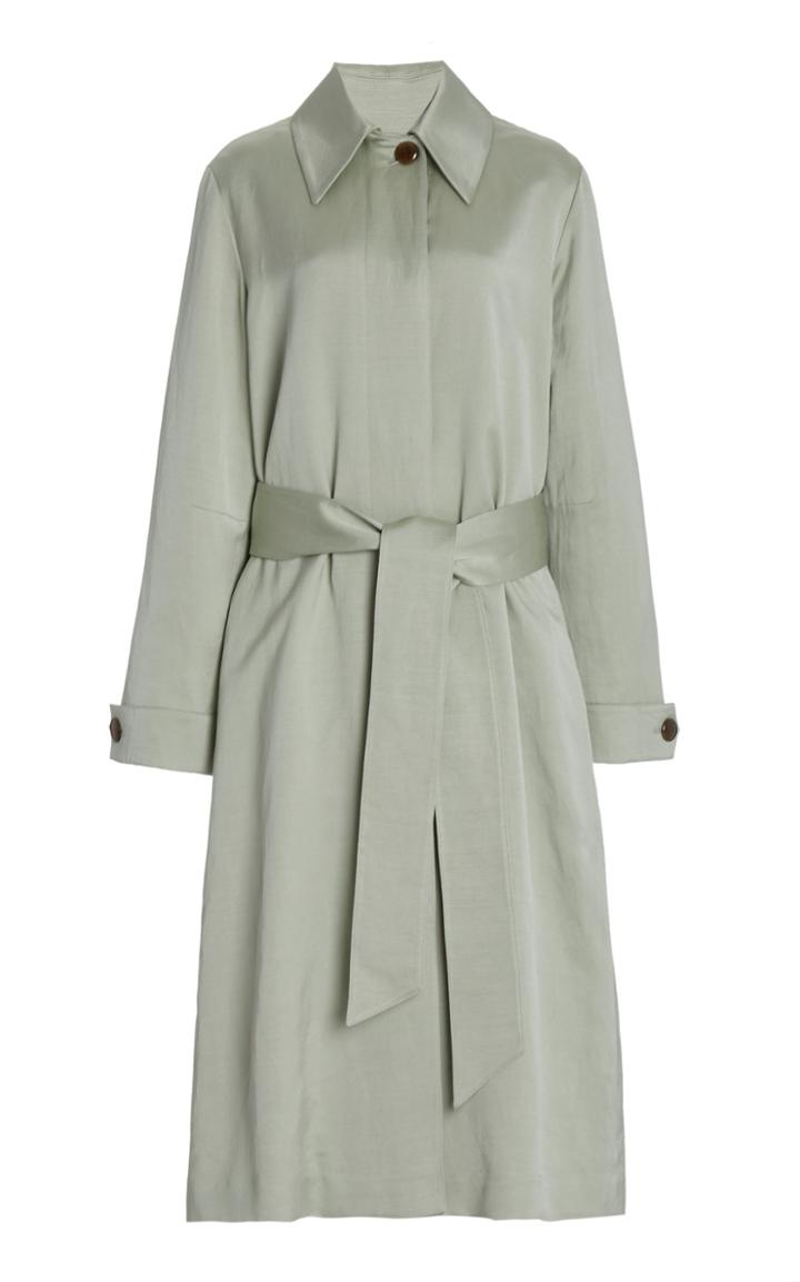 Moda Operandi Vince Belted Linen-blend Long Coat
