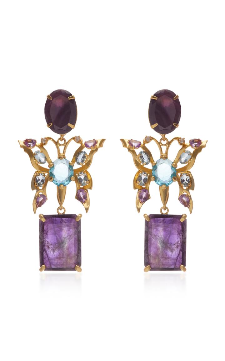 Bounkit Octagon Amethyst Drop Earrings