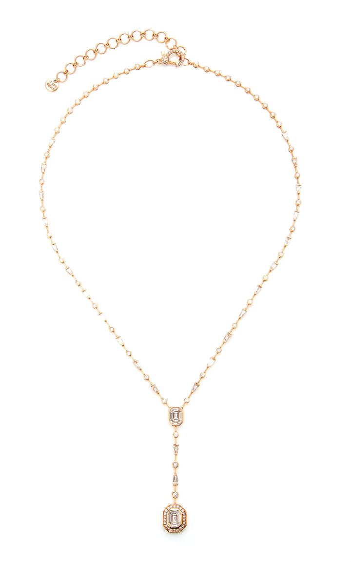Moda Operandi Shay 18k Rose Gold Mixed Diamond Double Drop Illusion Necklace