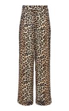 Ganni Leopard Silk Satin Wide-leg Pants