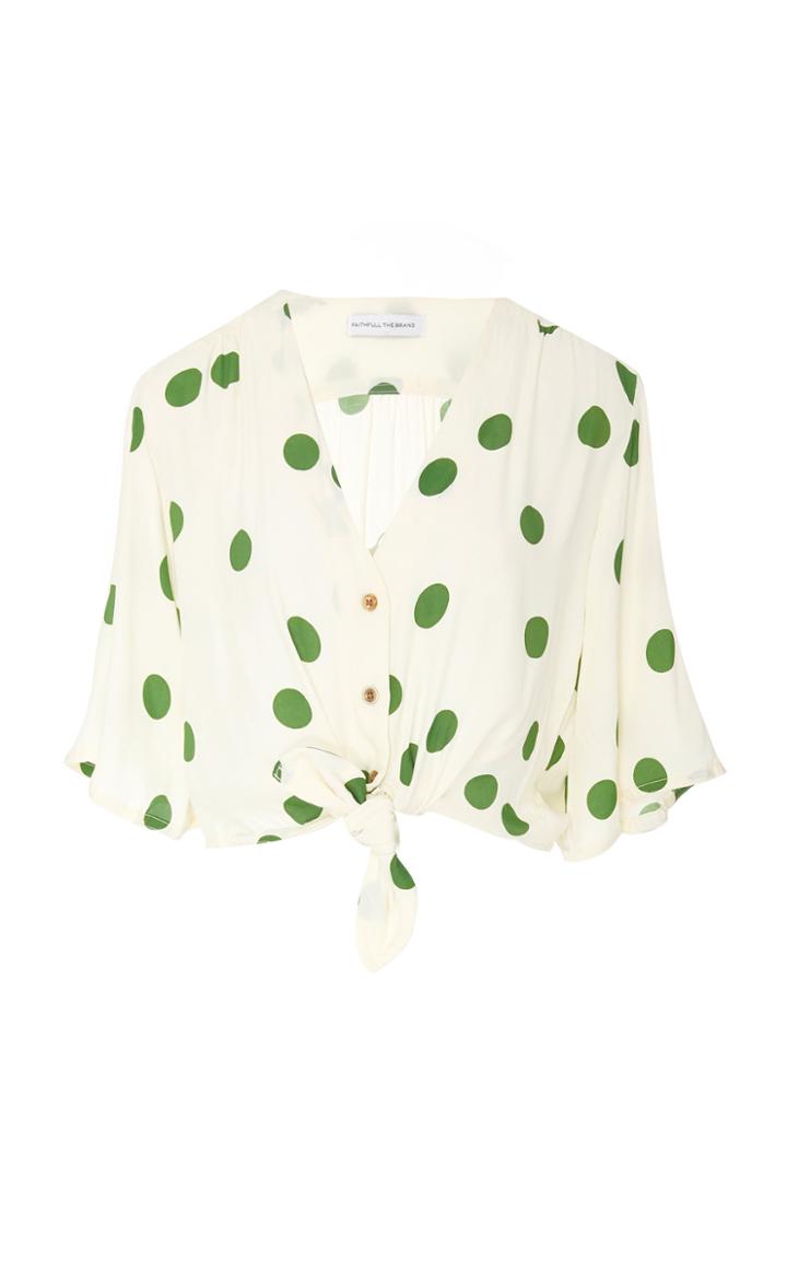 Faithfull The Brand Boulevards Tie-front Polka-dot Top